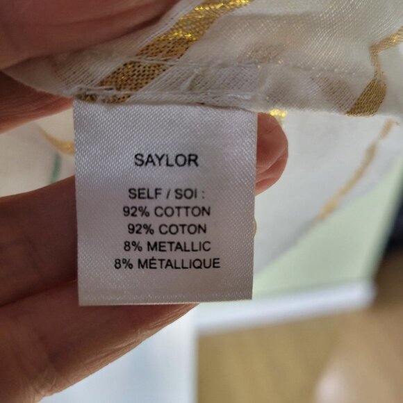 ❤ 3 For $35 Revolve Saylor metallic stripe  ruffle crop short sleeve blouse xs - Picture 12 of 15